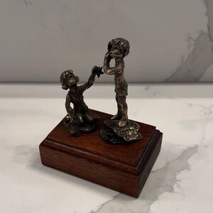 Dan Levin Bronze Sculpture on Wooden Base